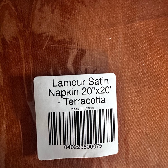 20”x20” Terracota Lamour Satin Napkins (20) - Picture 4 of 6